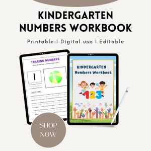Kindergarten Numbers Workbook: Math Activity Sheets (PDF Download)