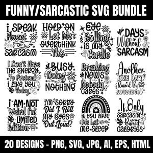 Sarcastic Quotes SVG Bundle: Funny Shirt Designs (Digital Download)
