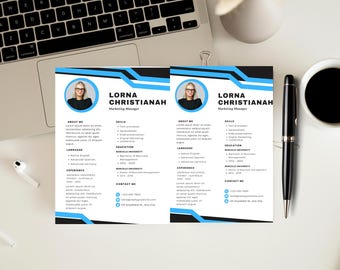Bearbeitbare Lebenslaufvorlage für Marketingleiter: Professionelles Canva Lebenslaufdesign (US Letter)