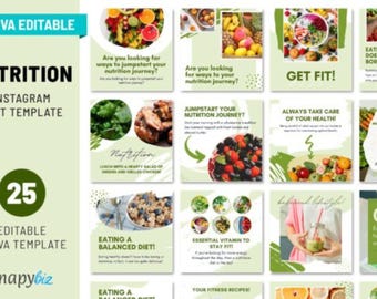 Nutrition Instagram Templates for Canva | Health Coach, Dietitian, Wellness Coach | Editable Social Media Posts and Graphics