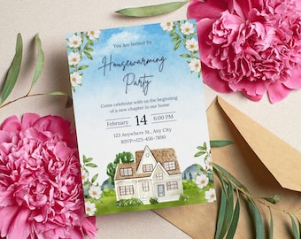Editable Housewarming Party Invitation: 5x7 Canva Template (Digital Download