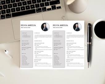 Editable Web Developer Resume Template: Professional CV Design (Canva Template, Instant Download)