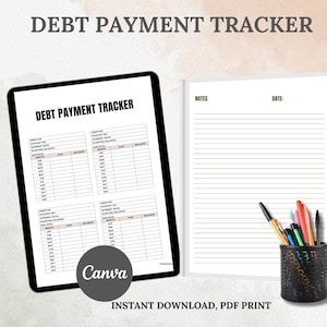Printable Debt Payment Tracker: Customizable Canva Template (US Letter Size) (Digital Download