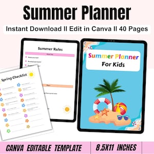 Summer Planner, Summer Kids Planner, Summer Activity, Summer Bucket List, Kids Daily Schedule, Summer Vacation, Summer Planner Kit