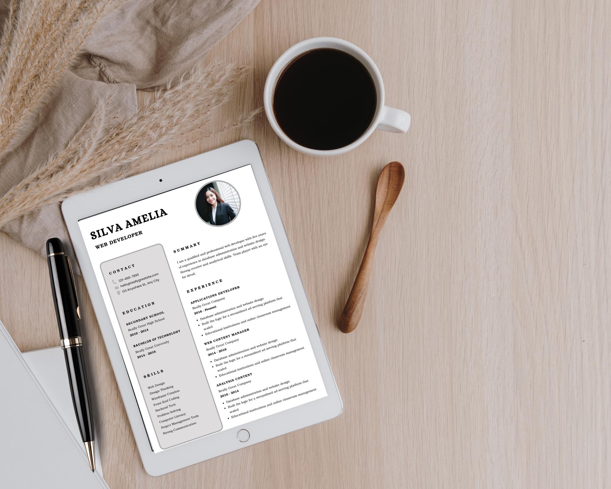 Editable Web Developer Resume Template: Professional CV Design (canva ...