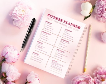 Editable Fitness Planner: Workout & Weight Loss Tracker (Canva Template Digital Download