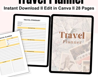 Digital Travel Planner: 28-Page Trip Organizer (Canva Template)