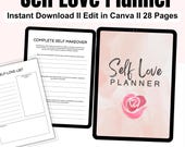 Self Love Planner: Wellness Journal, Canva Editable (PDF, JPG, PNG)