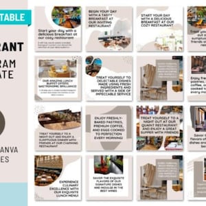 Restaurant Instagram Templates: Editable Food Social Media Posts (Canva PDF)