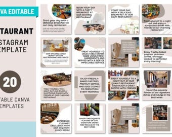 Restaurant Instagram Canva Templates | Editable Social Media Posts for Cafes, Chefs, Food Trucks, Bakers and Catering Businesses
