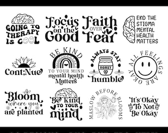 Mental Health SVG Bundle: T-Shirt Quotes & Wellness Graphics (Digital Download)