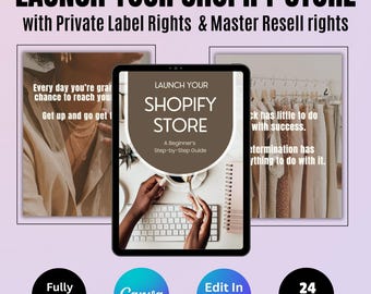 Shopify Store Launch eBook: Canva Template, PLR Resell Rights (Digital Download)