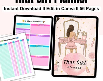 That Girl Digital Planner: Self-Care, Fitness, Finance (Canva Template)