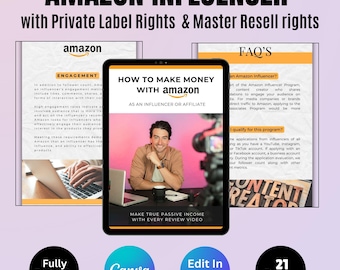 Amazon Influencer Guide eBook: Affiliate Marketing, Passive Income (PLR, Canva Template Digital Download)