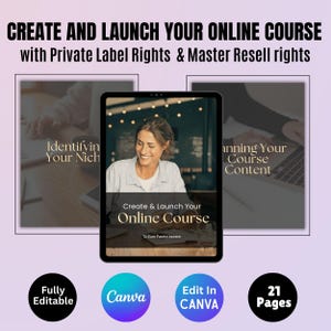 Create and Launch Your Online Course PLR eBook, Editable Canva Template, Course Creation Guide, Digital Download with Resell Rights