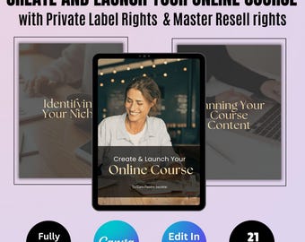 Online Course Creation PLR eBook: Editable Canva Template (Digital Download with Resell Rights)