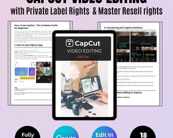 CapCut Guide: Video Editing Canva eBook Template (PLR Resell Rights, Digital Download PDF)