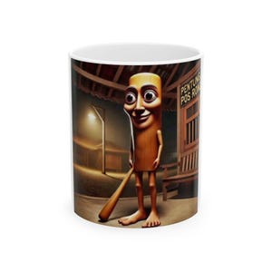 Whimsical Cartoon Character Ceramic Mug, Funny Gift, Coffee Lover, Unique Design, Home Decor, Quirky Mug