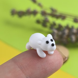 Glass bear figurine for dollhouse decor or terrarium decoration