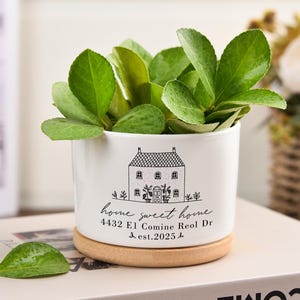 Custom Home Address Planter Pot,First Home Gift,Our New Home Succulent Planter,Home Owner Gifts,Housewarming Gift,Realtor Closing Gift