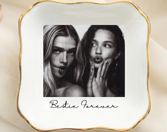 Plato para anillos personalizado con foto de mejores amigas, regalo de boda, plato para joyas personalizado, regalo de cumpleaños para tu alma gemela, regalos para mejores amigas