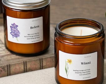 Personalized Birth Flower Candle,custom funny birthday gift,Christmas best friend,personalized gift,Name candle,Gift For her,Name candle