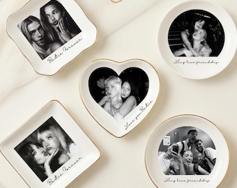 Personalized Besties Photo Ring Dish,Wedding Gift,Custom Jewelry Trinket Dish,Birthday Gift for Soul Sister,Best Friend Gifts
