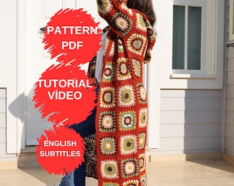 Haakpatroon en video, vestpatroon, gehaakt jaspatroon, tutorial damestrui, afdrukbaar patroon, gebreid gemiddeld niveau
