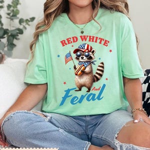 Feral Raccoon USA Tee: Humorous Patriotic 4th of July Shirt