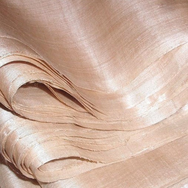 Unbleached ahimsa peace silk. Organic silk fabric. Natural Wedding Dress Silk. Undyed silk 50g. Beige tinted cream color. 42" Wide.