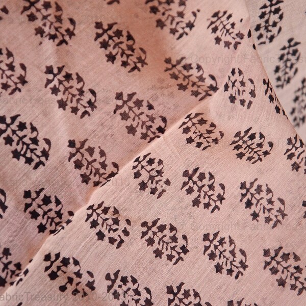 Indian cotton silk Hand block printed sheer cotton and silk fabric for curtains, dresses. Gossamer thin. Pink Florals. The Blush Collection.