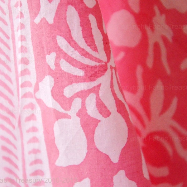 Custom listing for Maria. CIJ Sale. Print on cotton. floral print fabric. PASTEL PARADE. White florals on Pink 01. 3 yards