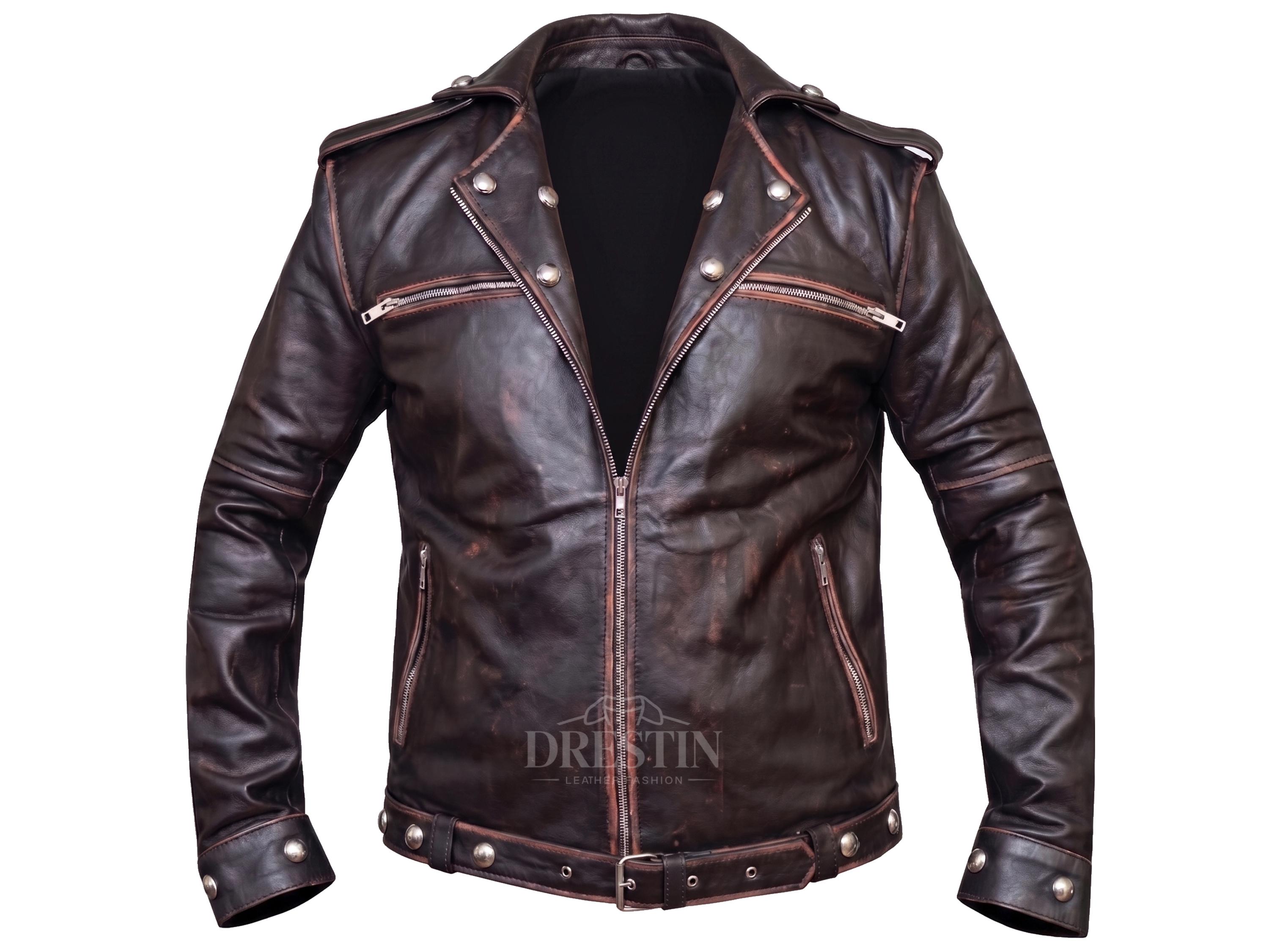 Fallout Tunnel Snakes Leather Jacket Vintage Brown Biker Jacket | Snake ...
