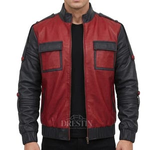 Marty McFly Rote Lederjacke | Männer Zurück in die Zukunft Jacke | Rote Bomberjacke Retro Cosplay Jacke