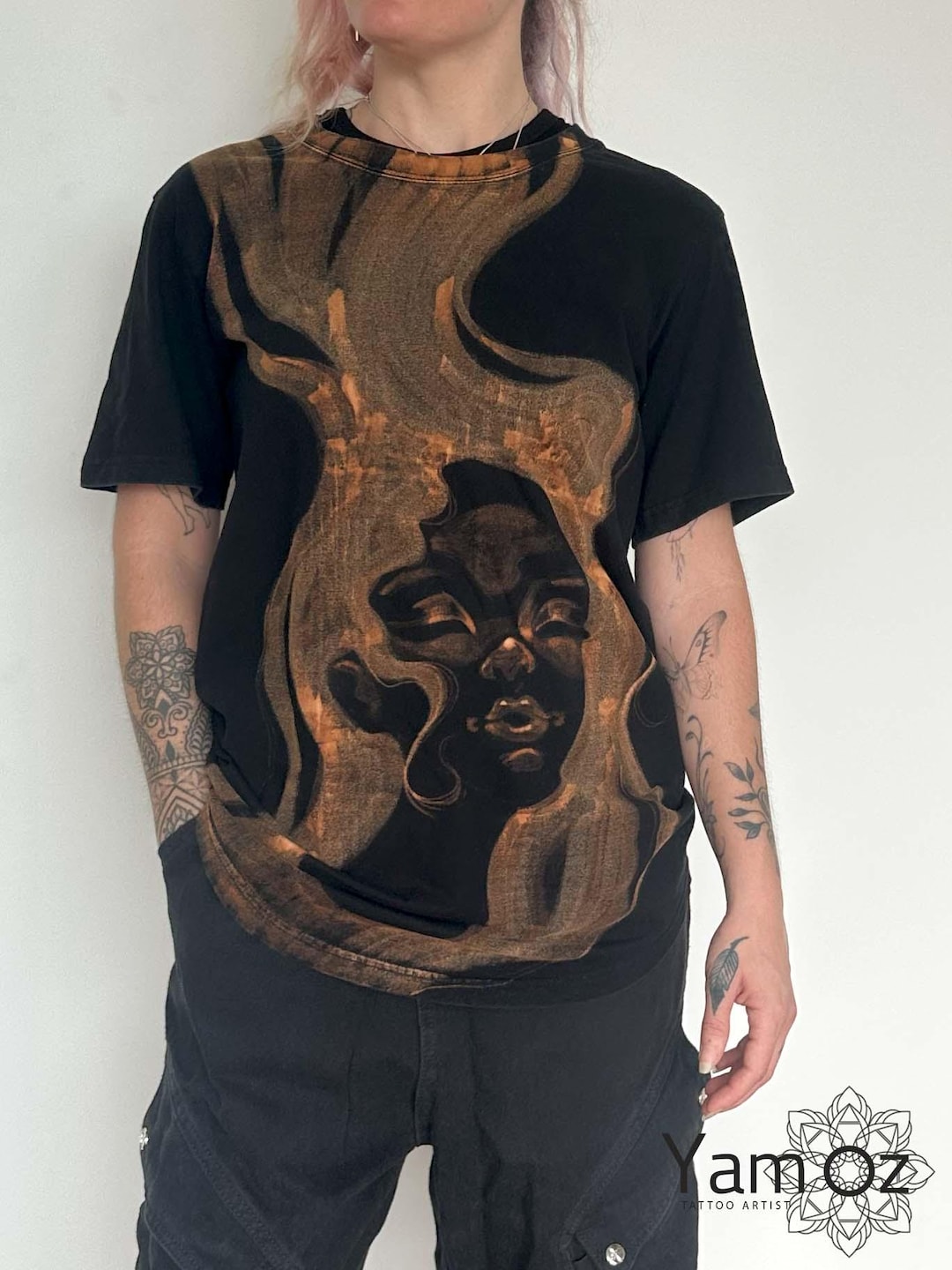 One-of-a-kind Bleached T-shirt – "cosmic Muse" – Hand-dyed Black Cotton Tee – Unisex Flow Artist Shirt – Free Shipping - Etsy Japan