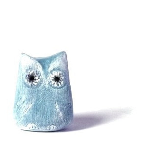 Ready to Ship - 2 Azure Blue Rustic Owls - Decoration - Home decor - Wedding - Handmade by oenopia