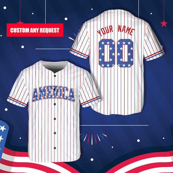 Custom 4th Of July American Baseball Jersey Personalized Independence Day Patriotic Baseball Game Day Matching Outfit For American Family