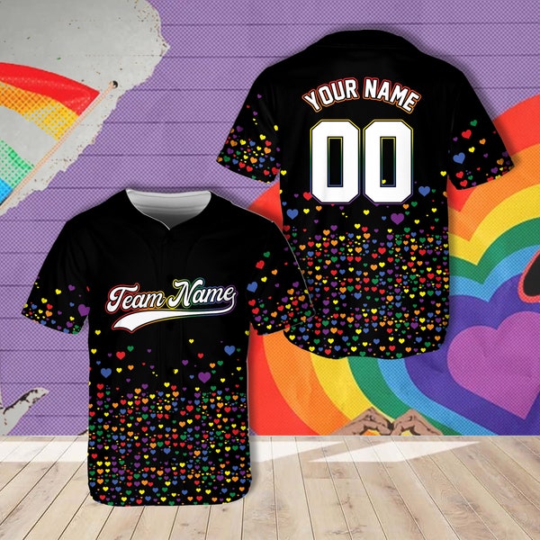 Custom LGBTQ Pride Month Baseball Jersey Personalized LGBTQ Lesbian Gay Transgender Baseball Game Day Matching Outfit For LGBT Community