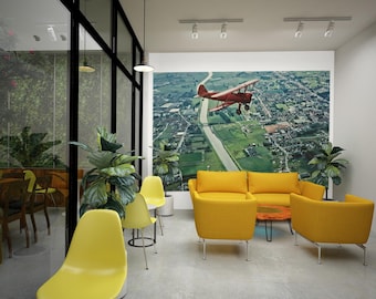 Boeing Stearman Biplane Aerial Photo: Vintage Aircraft Art (Digital Download)
