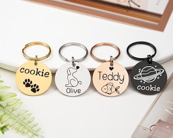 Custom Pet Name Tag,Pet ID Tag,Personalized Entgraved Dog Tag,Design Engraved Tag,Cute Symbol Name Pet Charm,Dog Collar Tag,Cat ID Tag