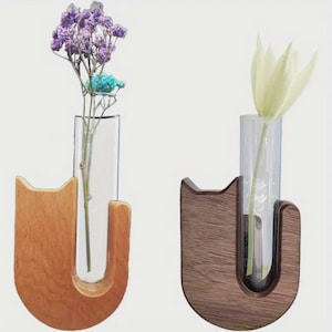 Magnetic Cat Vase Set: Wooden Fridge Decor, Cat Whiskers Keepsake