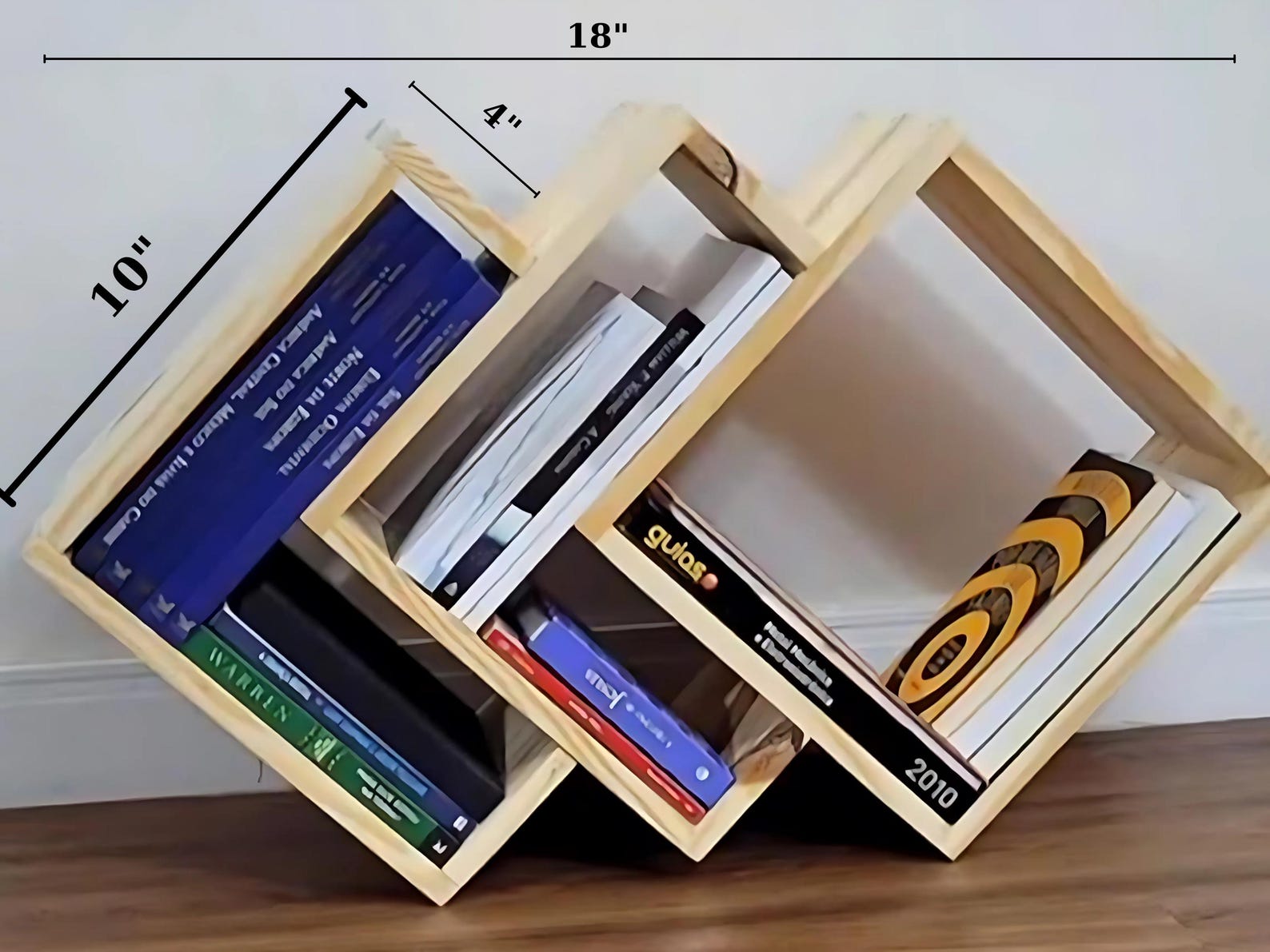 Handcrafted Wooden Zigzag Bookshelf With Geometric Cube Design, Modern ...