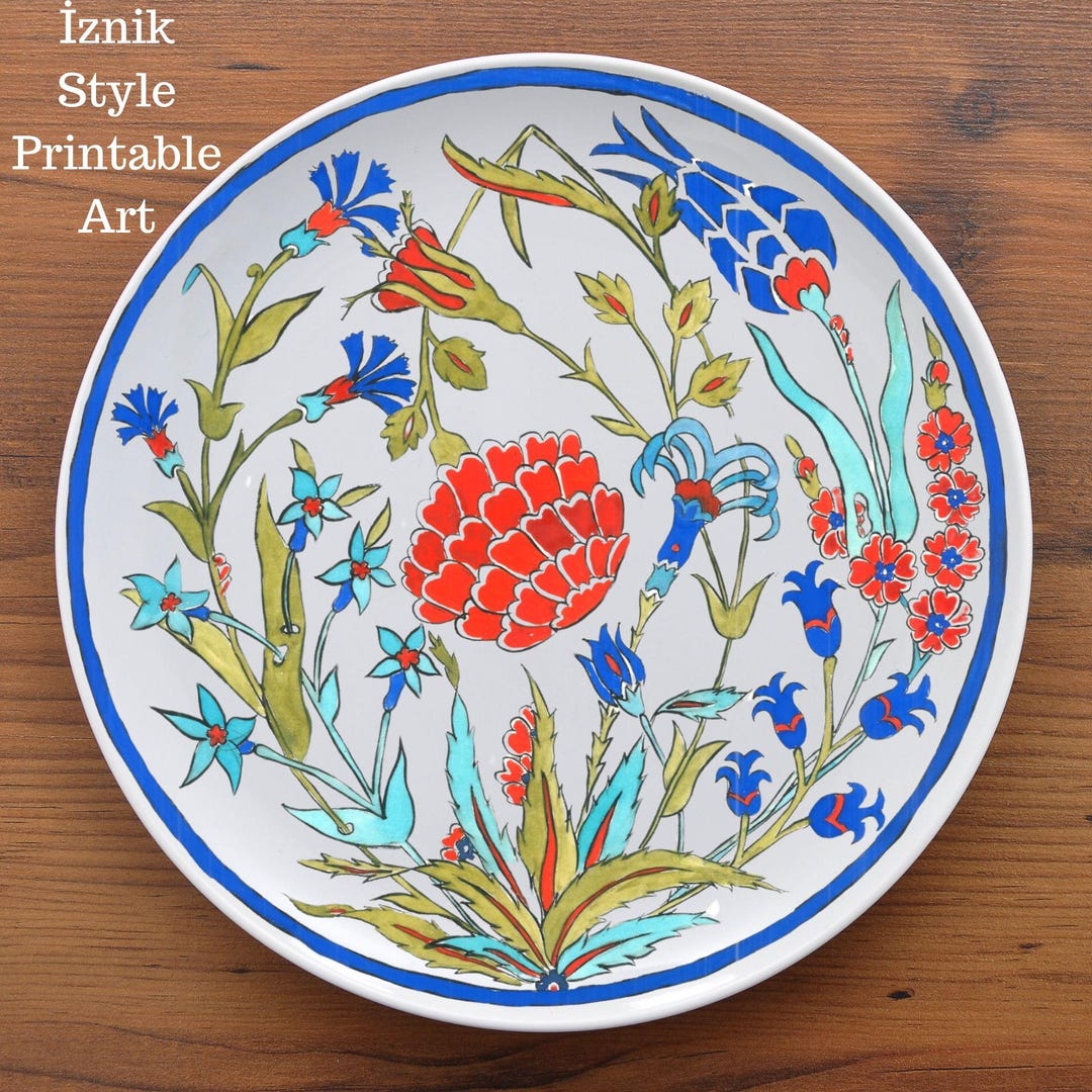 Iznik Style Tile Pattern - Digital Download | PNG + JPG + PDF for ...