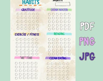 Minimalist Habit Tracker, planner voor wellnessroutines (digitale download)