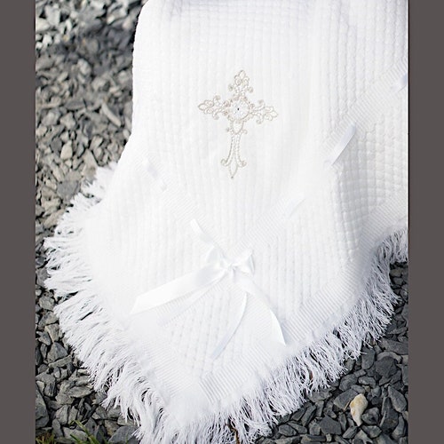 BabyPrem Baby Boys Girls Special Christening Baptism White Shawl Blanket Wrap 