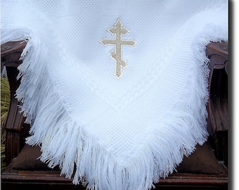 Extra LARGE 120cm x 120cm Baptism Christening blanket with many cross designs including Orthodox, Catholic, Celtic boys girls in gold silver