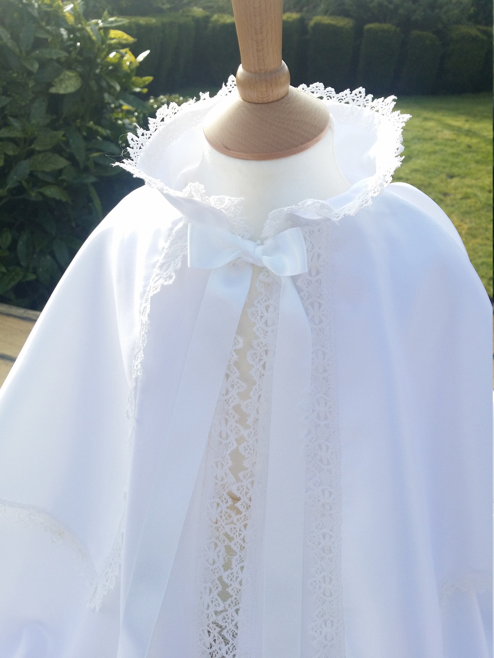 Baptization Hat Baby Baptizm Baptism Christening cape gown in white satin with | Etsy