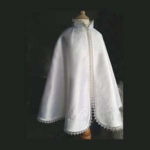 Baby Baptizm Baptism Christening cape gown in white or ivory with stunning intricate embroidery and NO hood personalised