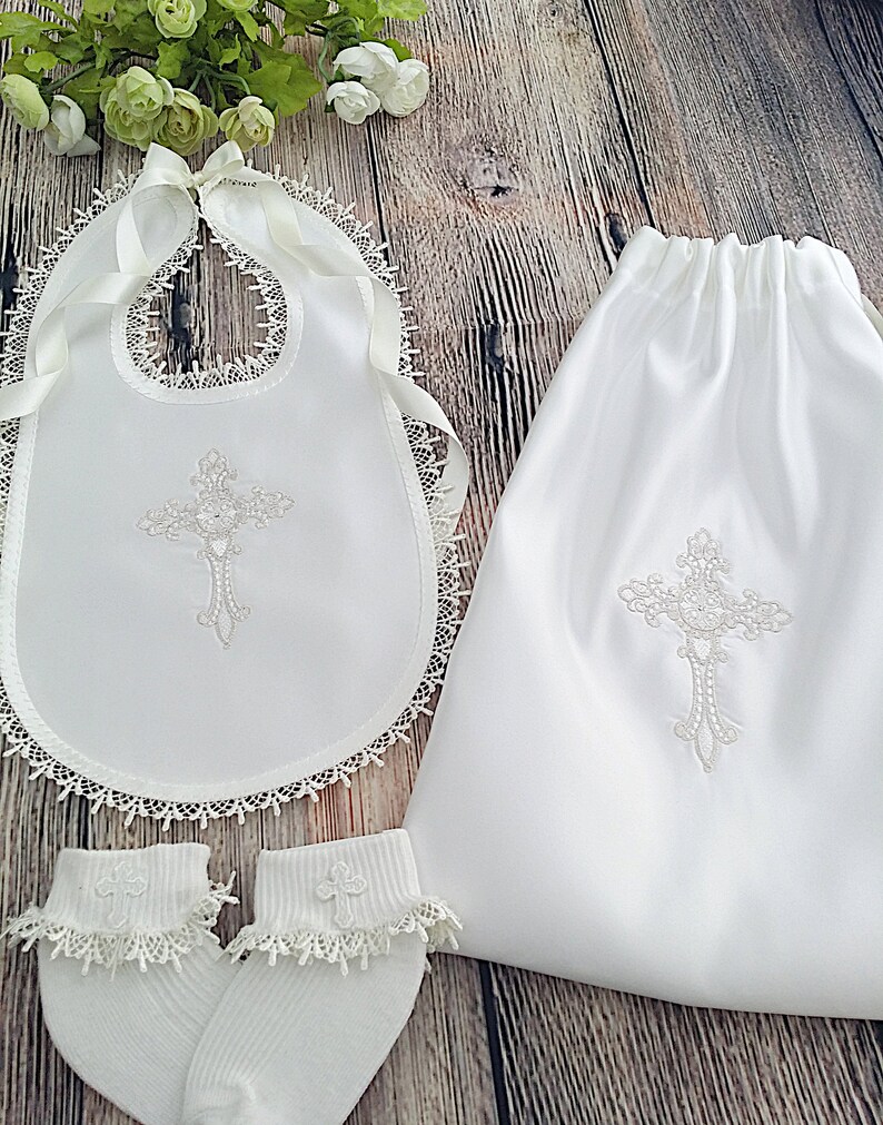 Baptism blanket in white or cream with a cross of your choice from www.lyubove.co.uk Lyubove Christenings