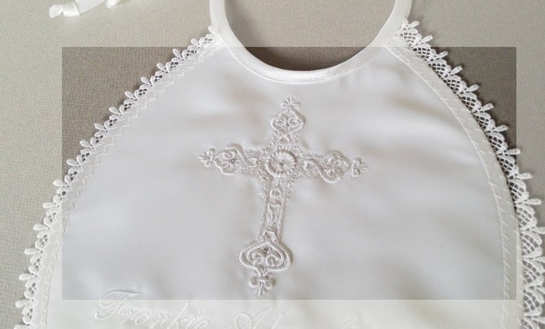 Baby Baptizm Baptism Christening cape in white or ivory satin with intricate embroidery and hood